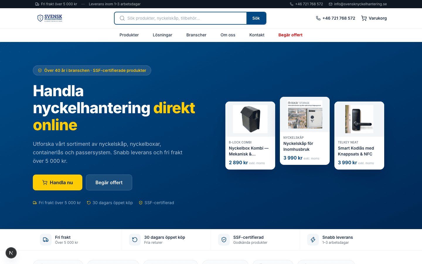 Svensk Nyckelhantering hemsida