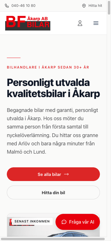 Startsida mobil